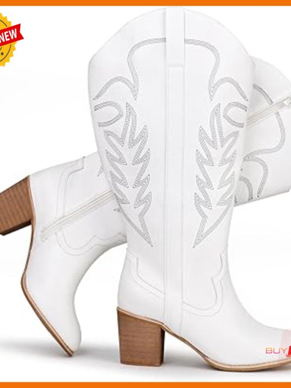 Extra Wide Calf Embroidered Western Cowgirl Knee High Boots Block Heel